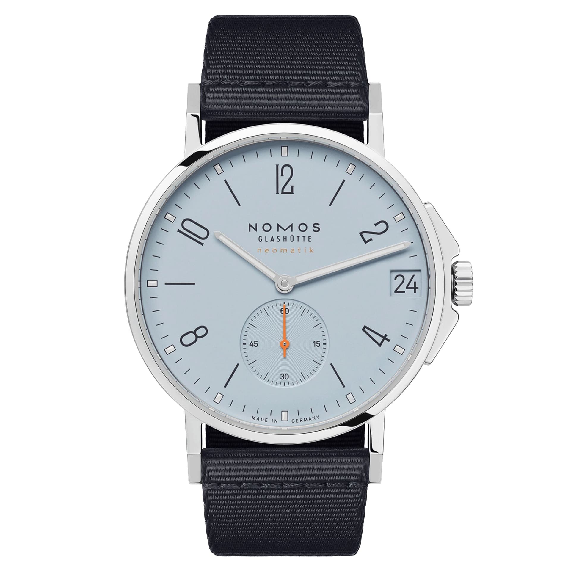 Nomos Montre Nomos Ahoi Neomatik Date Ciel automatique fond saphir cadran bleu bracelet tissu bleu 38,5 mm