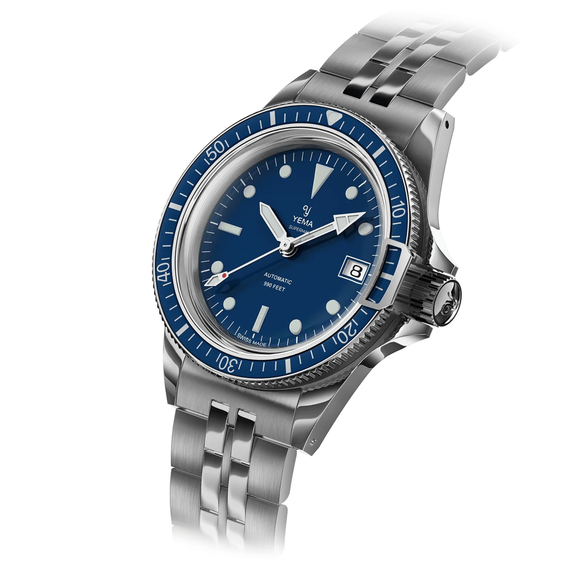 Yema Montre Yema Superman Swiss Edition automatique cadran bleu bracelet acier 41 mm