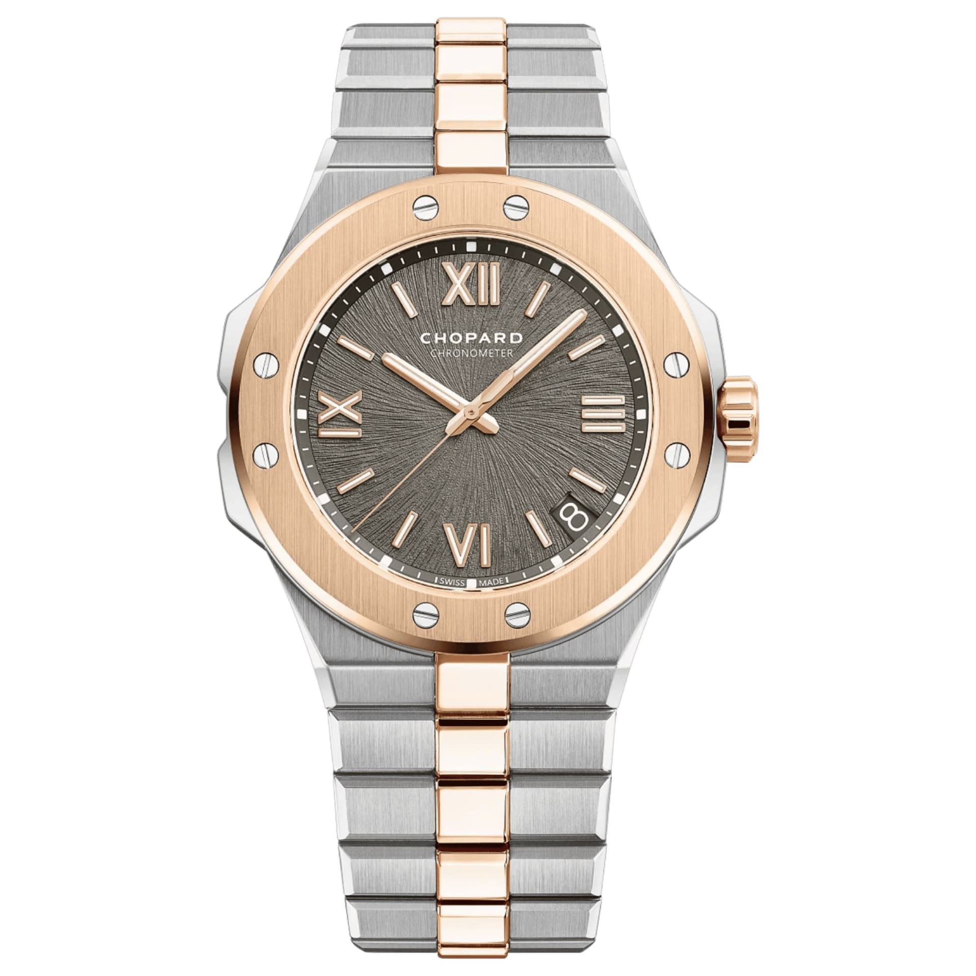 Chopard Montre Chopard Alpine Eagle 41 automatique cadran gris bracelet acier et or rose 41 mm