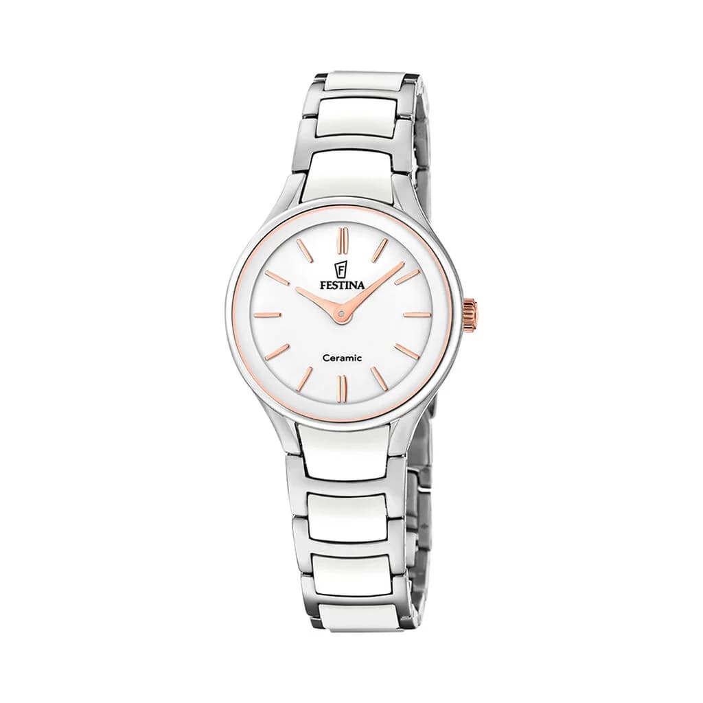 Festina Montre Festina Ceramic Bimatiere Blanc