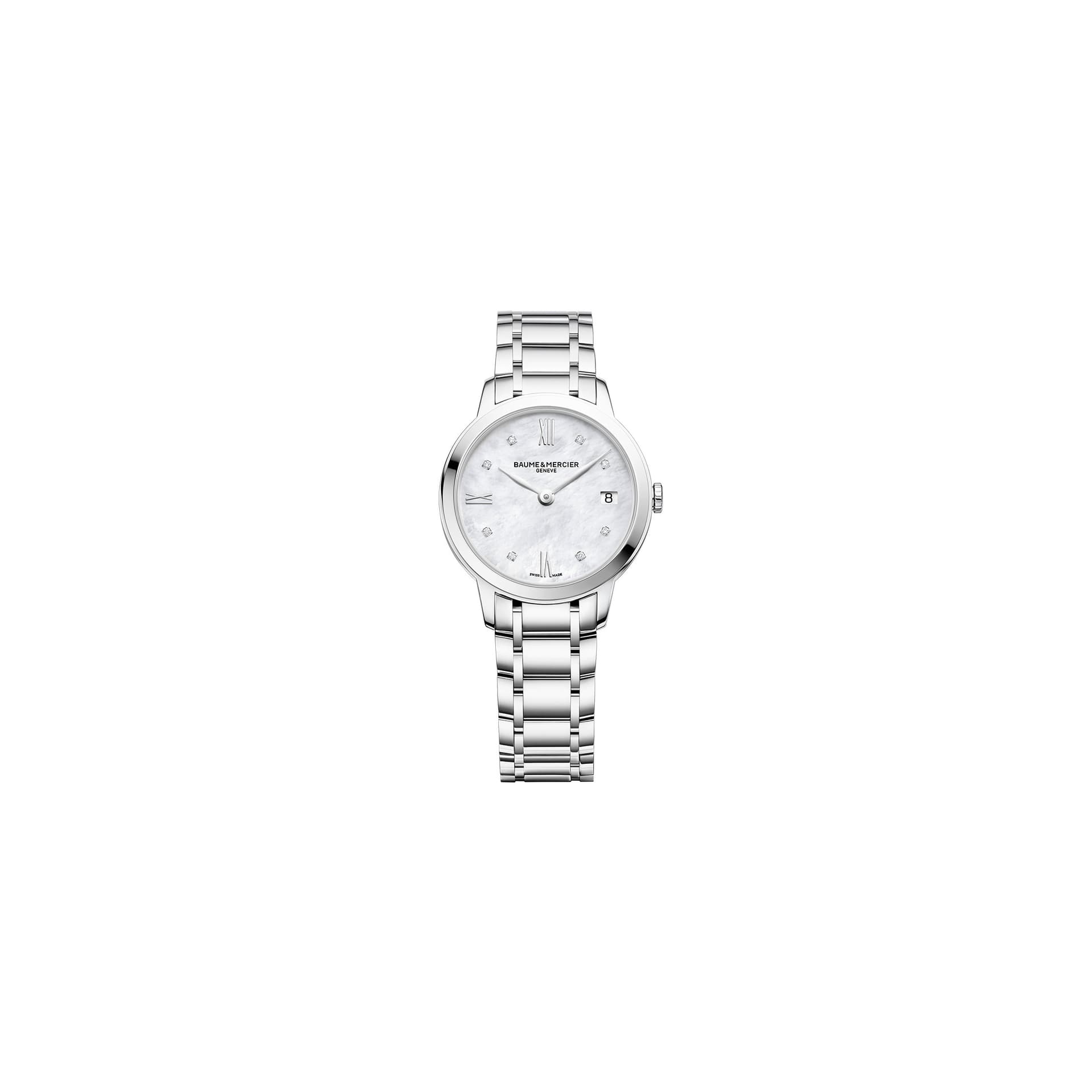 Baume & Mercier Montre Baume et Mercier Classima quartz cadran nacre index diamants bracelet acier 31 mm