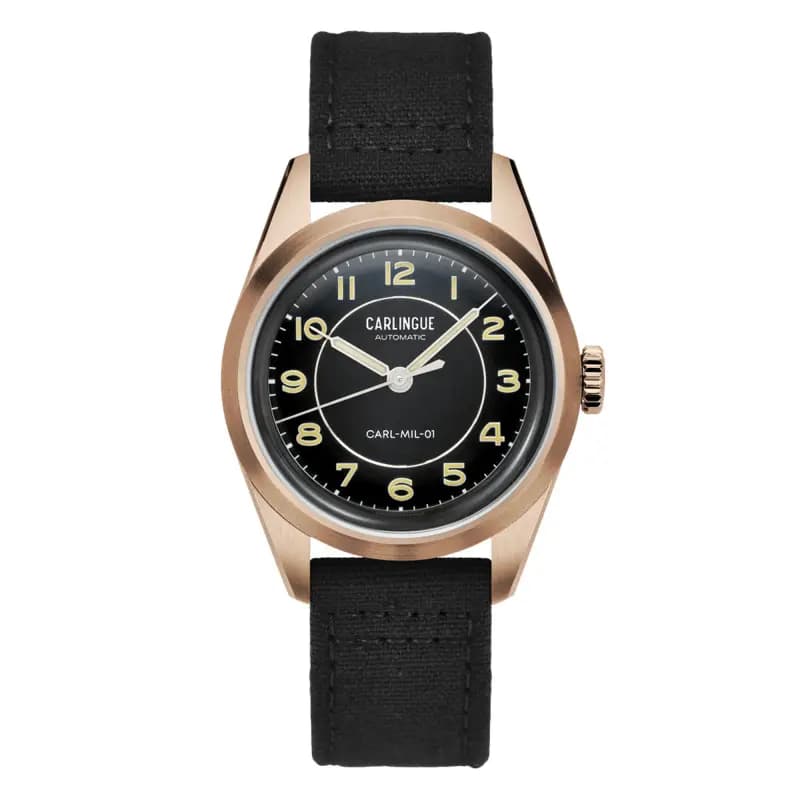 Carlingue Montre Carlingue Military 01 Noir PVD Or Rose