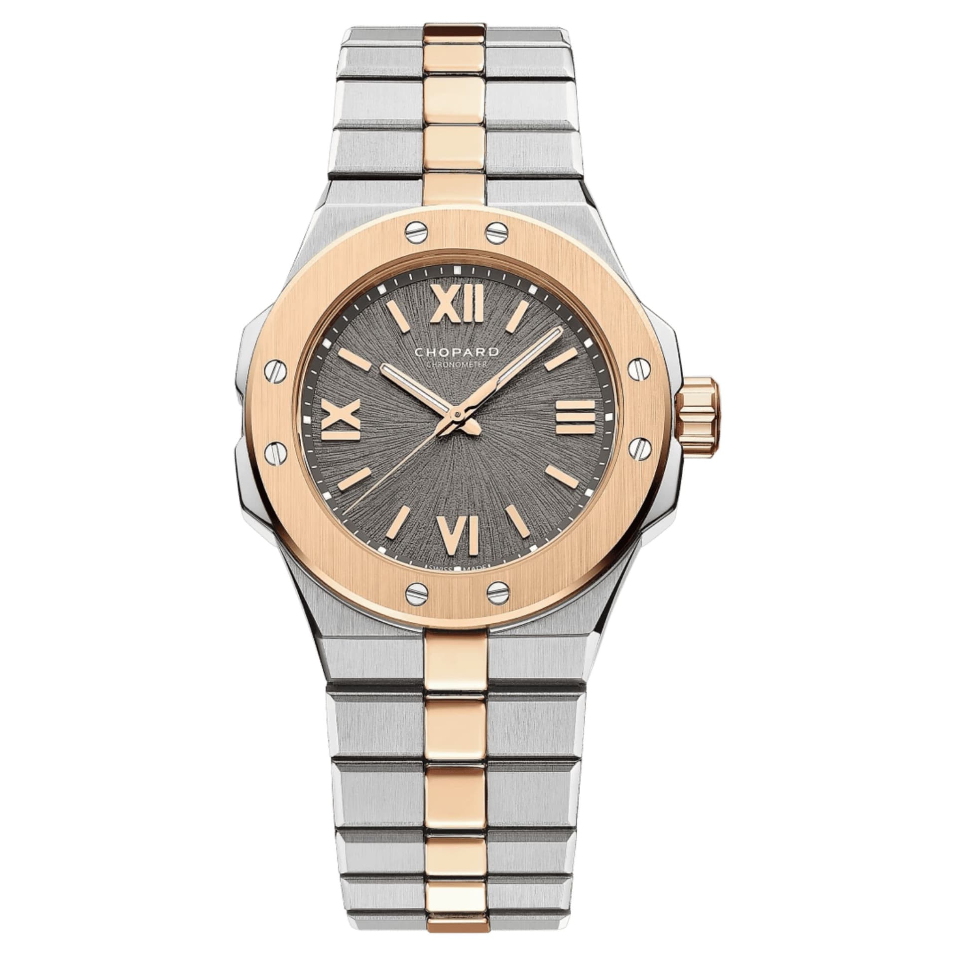Chopard Montre Chopard Alpine Eagle 33 automatique cadran gris bracelet acier et or rose 33 mm