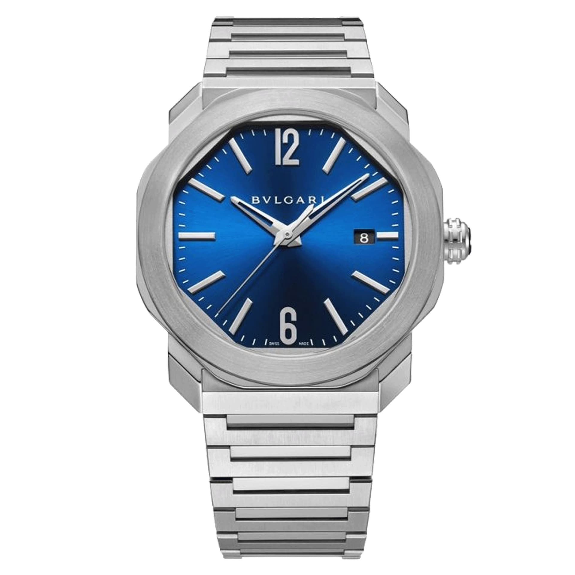 Bulgari Montre Bulgari Octo Roma automatique cadran bleu soleillé bracelet acier 41 mm