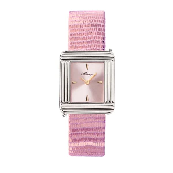 Poiray Montre Poiray Ma Première Acier Cadran Rose Bracelet Chèvre Rose