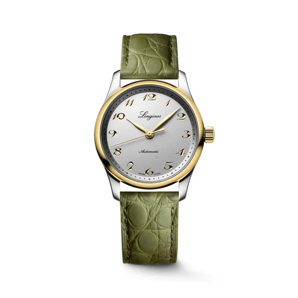 Longines Montre Longines Master Collection 34mm Cadran Argent Bracelet Alligator Vert