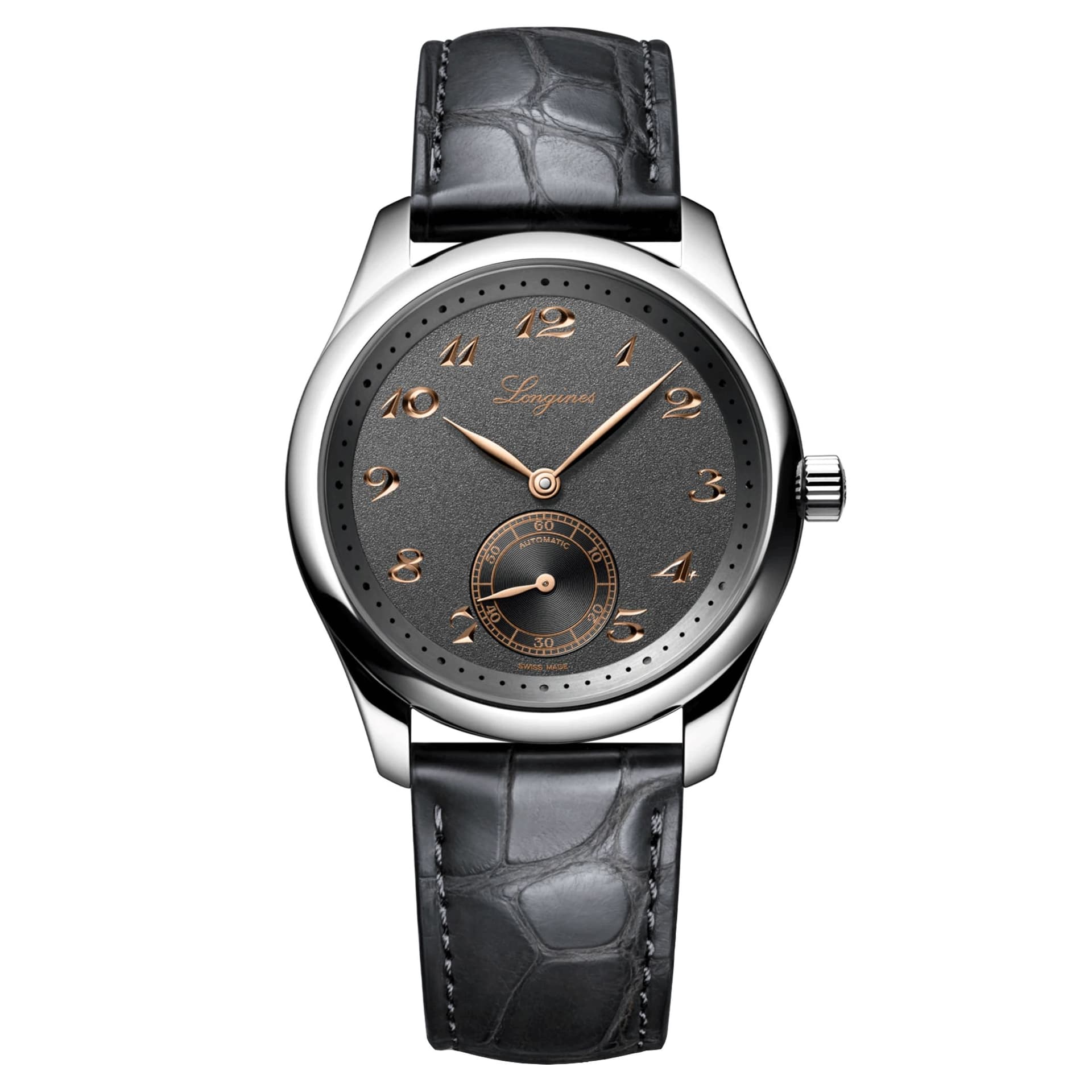 Longines Montre Longines Master Collection automatique cadran anthracite bracelet cuir gris 38,5 mm