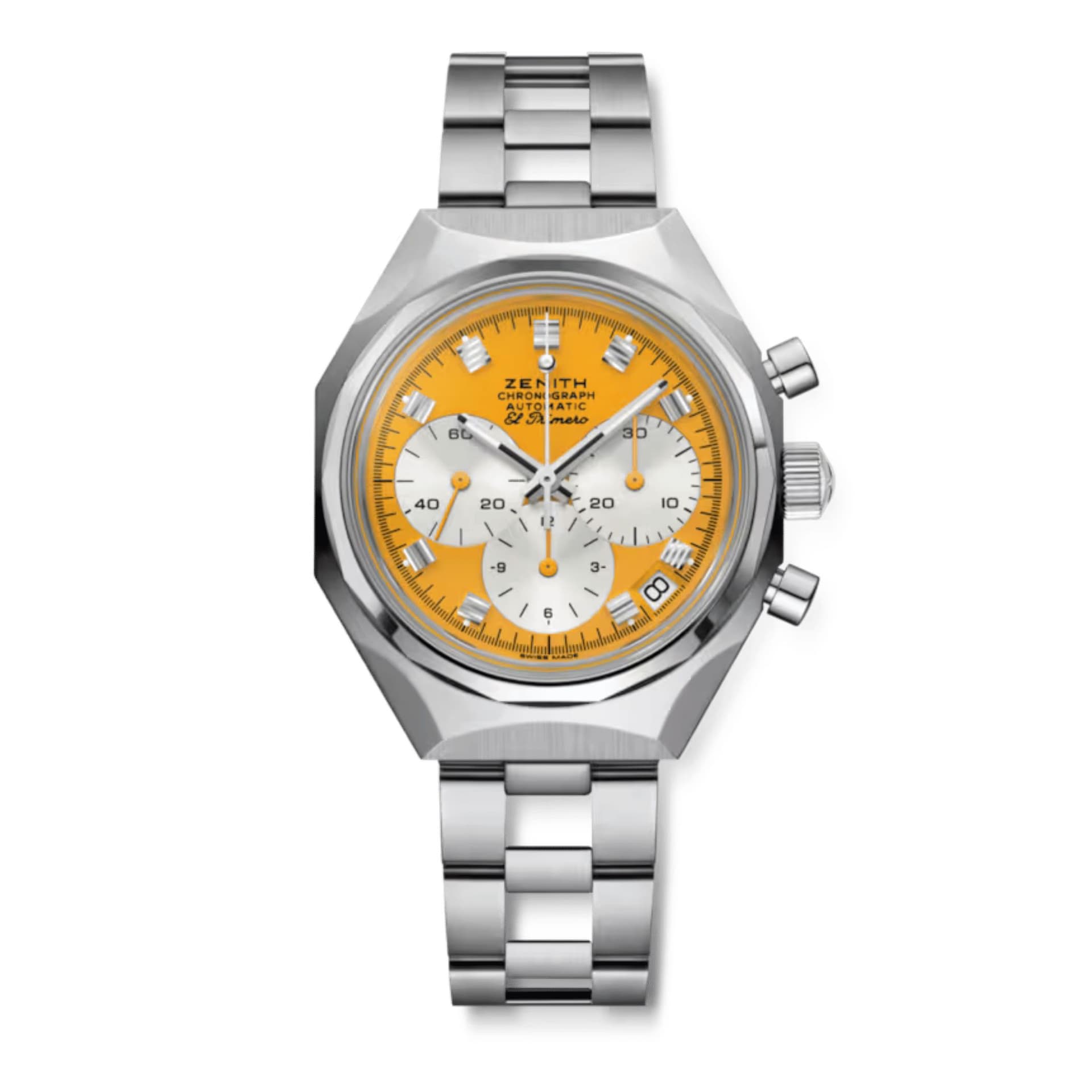 Zenith Montre Zenith DEFY Chronograph USM automatique cadran jaune d'or USM bracelet acier 37 mm