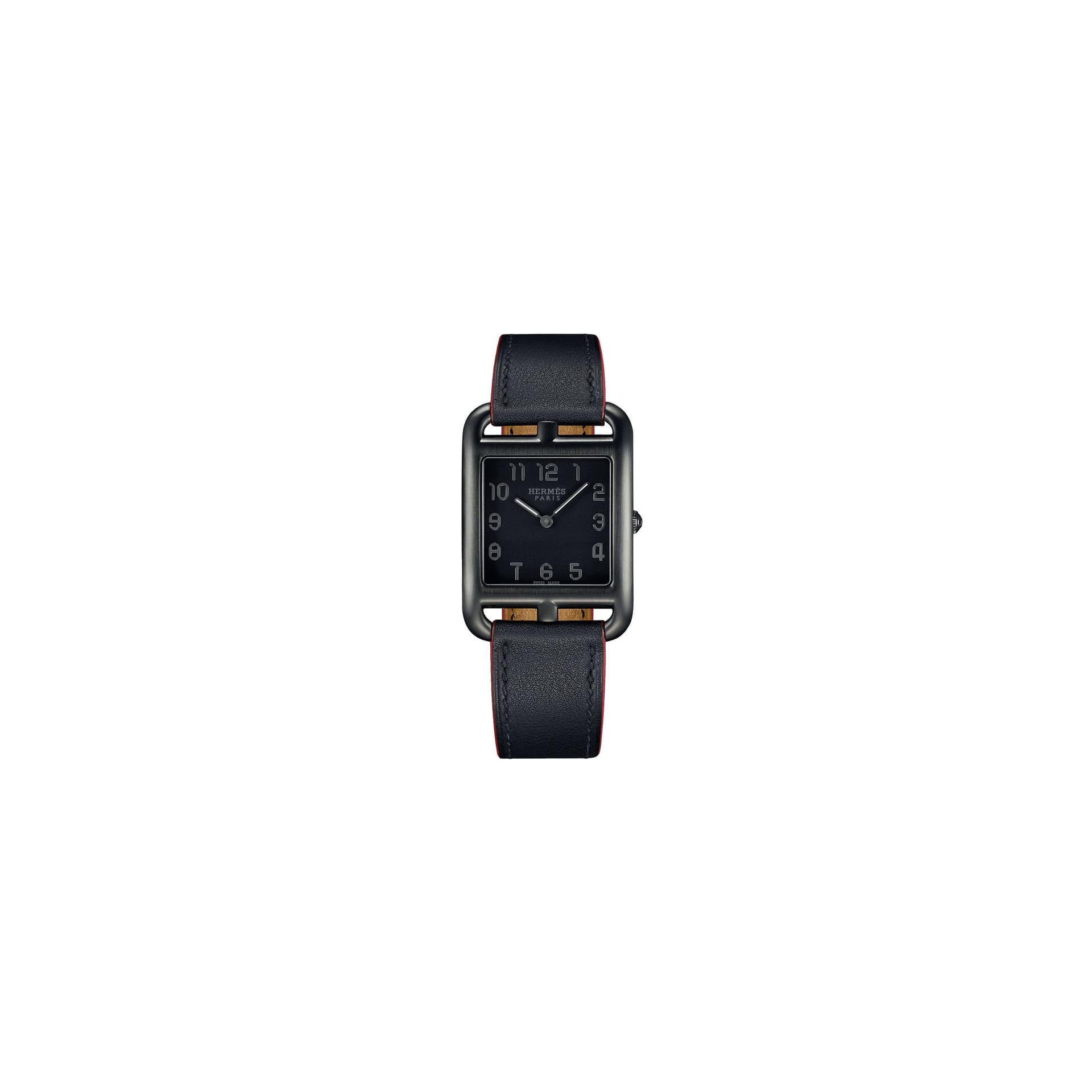 Hermès Montre HERMÈS Cape Cod Grand Modèle PVD noir quartz cadran noir bracelet cuir noir 29 mm