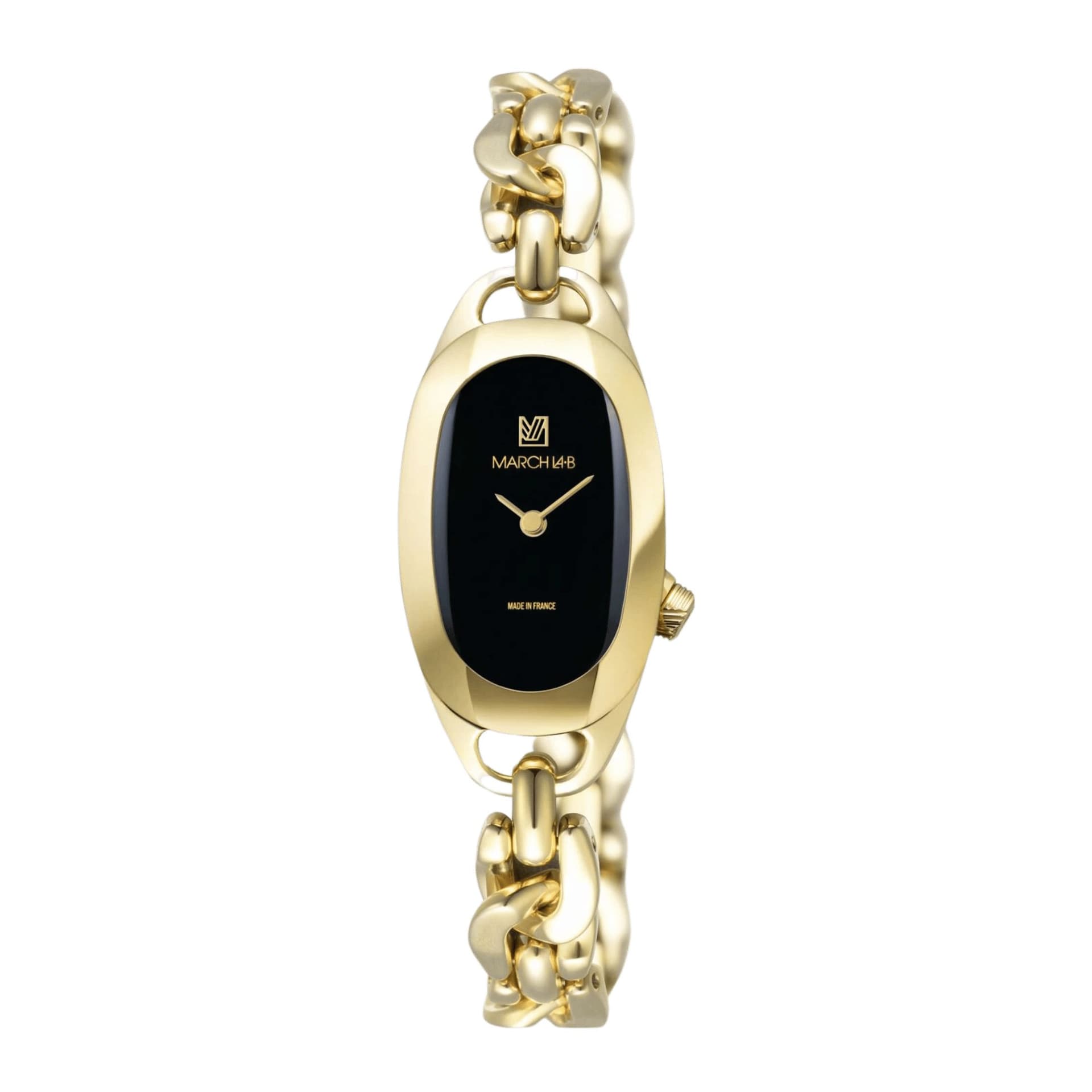 March LA.B Montre OBLONGUE Electrique Supreme - Gourmette dorée