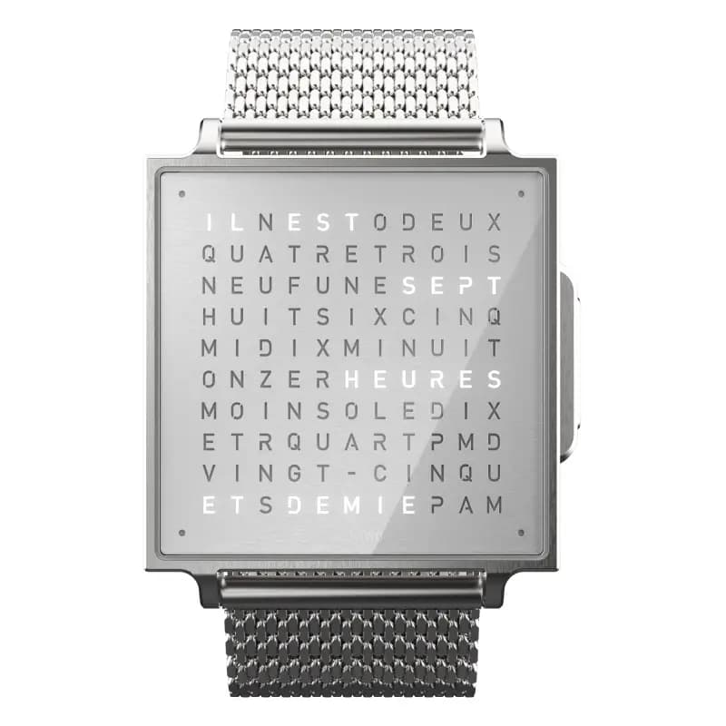 Qlocktwo Montre Qlocktwo W Fine Steel en français, anglais ou allemand