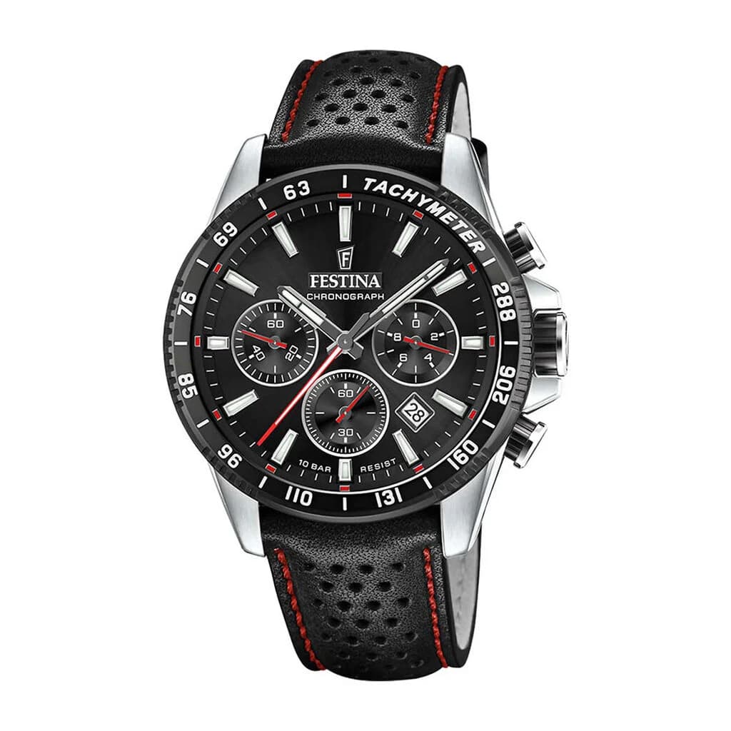 Festina Montre Homme FESTINA TIMELESS CHRONOGRAPH en Cuir Noir Etanche