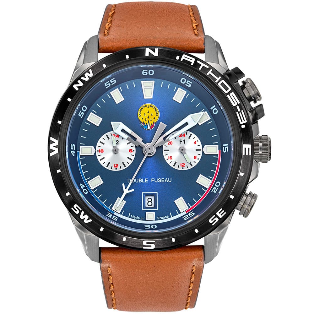 Patrouille de France Montre Patrouille de France Collection Athos 3 en Cuir Marron