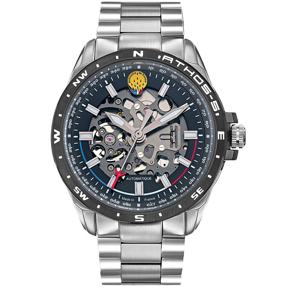 Patrouille de France Montre Automatique Patrouille de France Collection Athos 5 en Acier et PVD Gunmétal