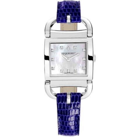 Pequignet E. Montre Pequignet Attellage Quartz - Cadran Nacre Blanc - Bracelet Bleu - 5894503CD-L