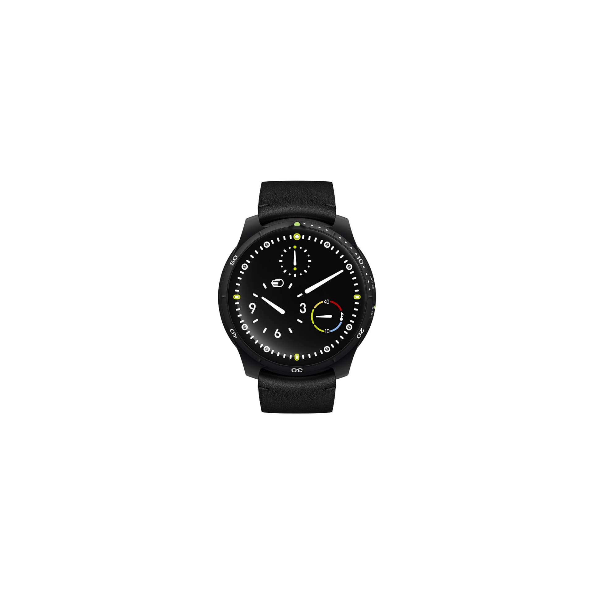 Ressence Montre Ressence Type 5 BB titane DLC noir automatique cadran noir bracelet cuir noir 45 mm