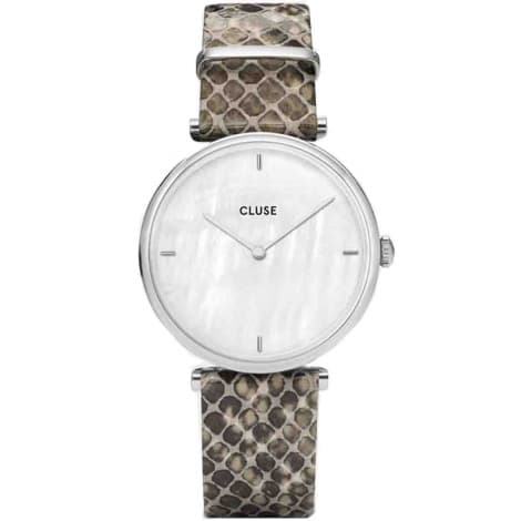 Cluse Triomphe Watch Leather, Grey Python, Silver Colour