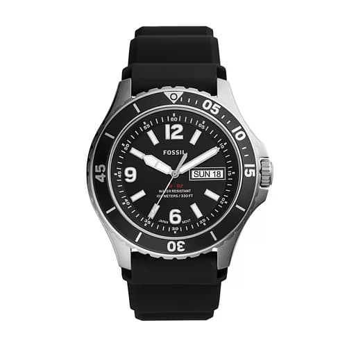 Fossil Montre Homme — cadran noir silicone