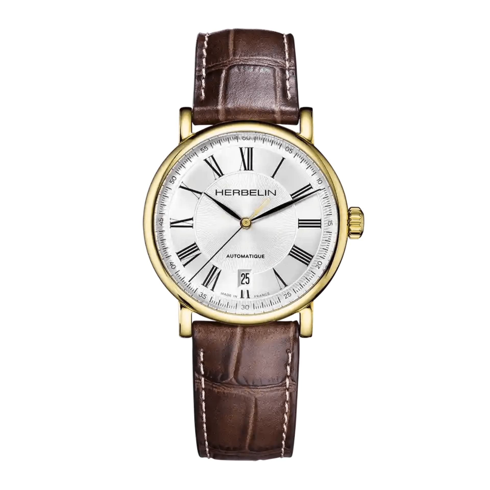 Michel Herbelin Montre Herbelin Inspiration Automatique Automatique Cadran Blanc Bracelet Cuir - 2047P08MA
