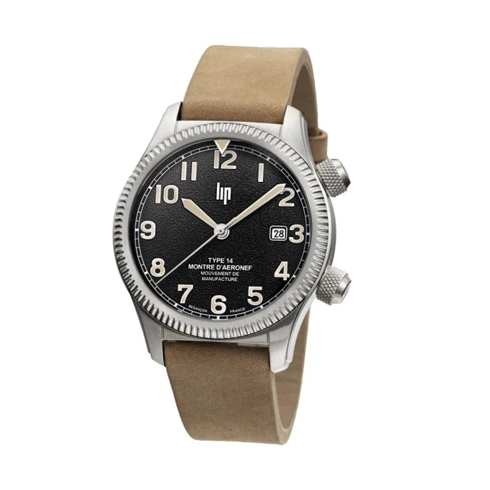 Lip Montre Lip Type 14 Automatique - Manufacture - Homme - cadran Noir- 41 mm - Acier inoxydable- 676030