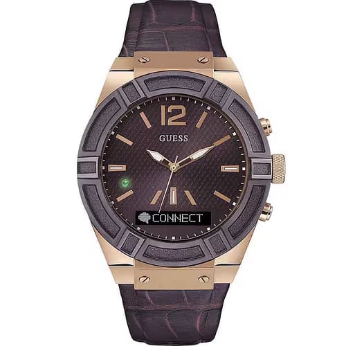 Guess Montre Homme Connectée GUESS en Cuir Marron
