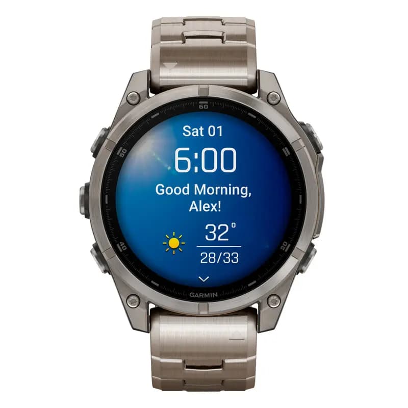 Garmin Montre Garmin Fenix 8 47mm AMOLED Sapphire Titane Bracelet Titane + Silicone