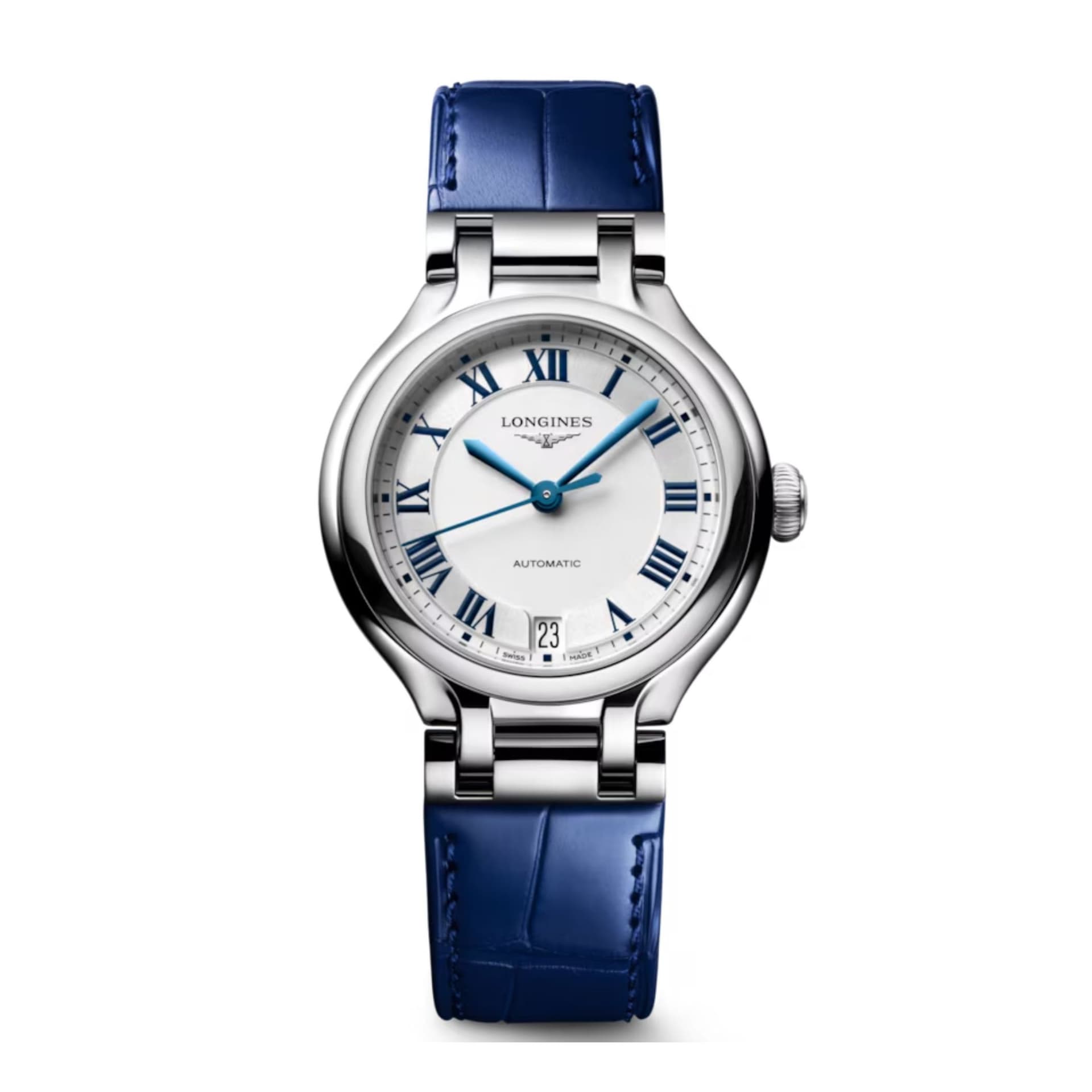 Longines Montre Longines Longines primaluna 34 mm Automatique Cadran Argenté "soleil" Bracelet Cuir