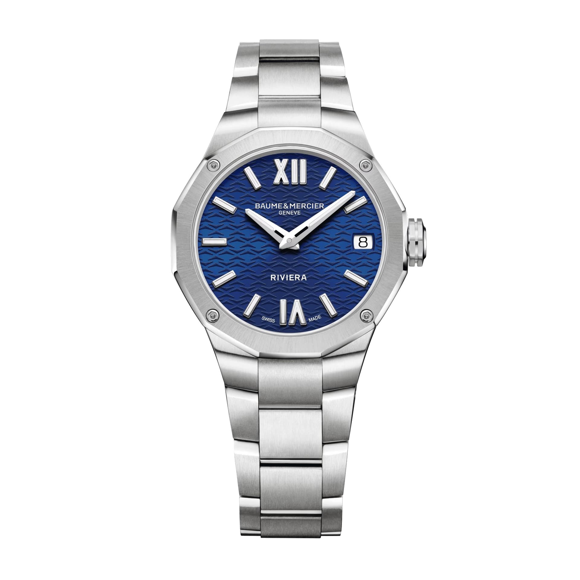 Baume & Mercier Montre Baume et Mercier Riviera quartz cadran bleu bracelet acier 33 mm