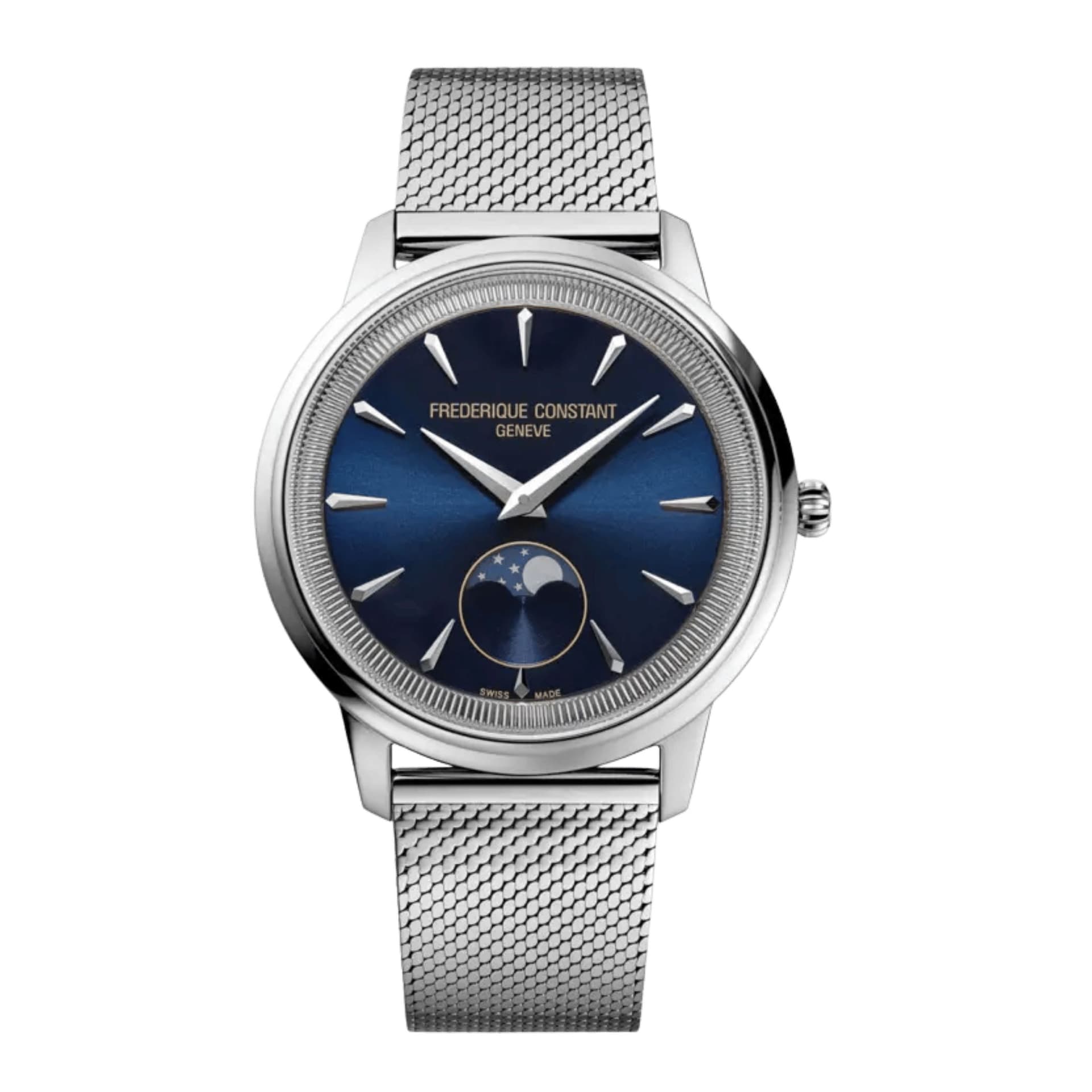 Frédérique Constant Montre Frédérique Constant Classics Moneta Moonphase quartz cadran bleu bracelet acier 37 mm