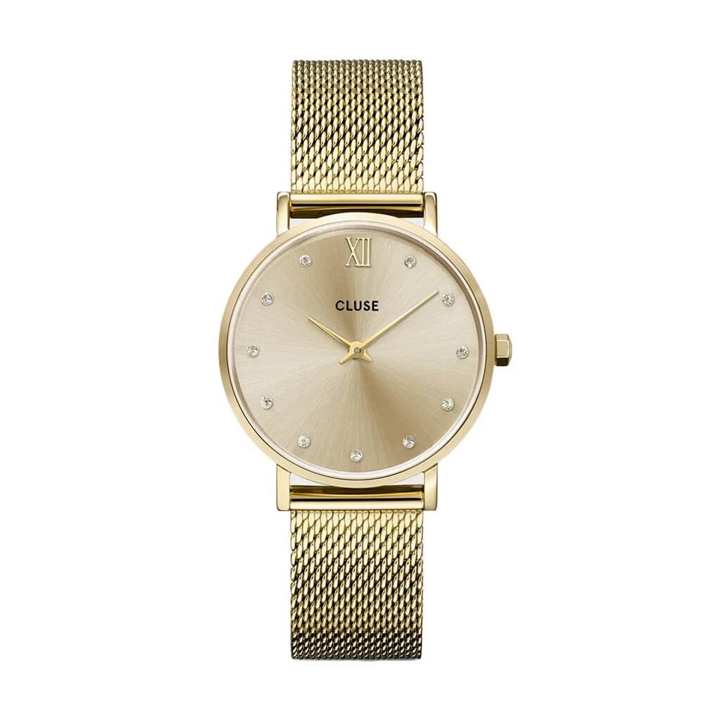 Cluse Minuit Watch Mesh Crystals, Full Gold Colour