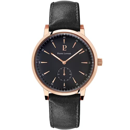 Pierre Lannier Montre Homme Pierre Lannier Week End Vintage en Cuir Noir