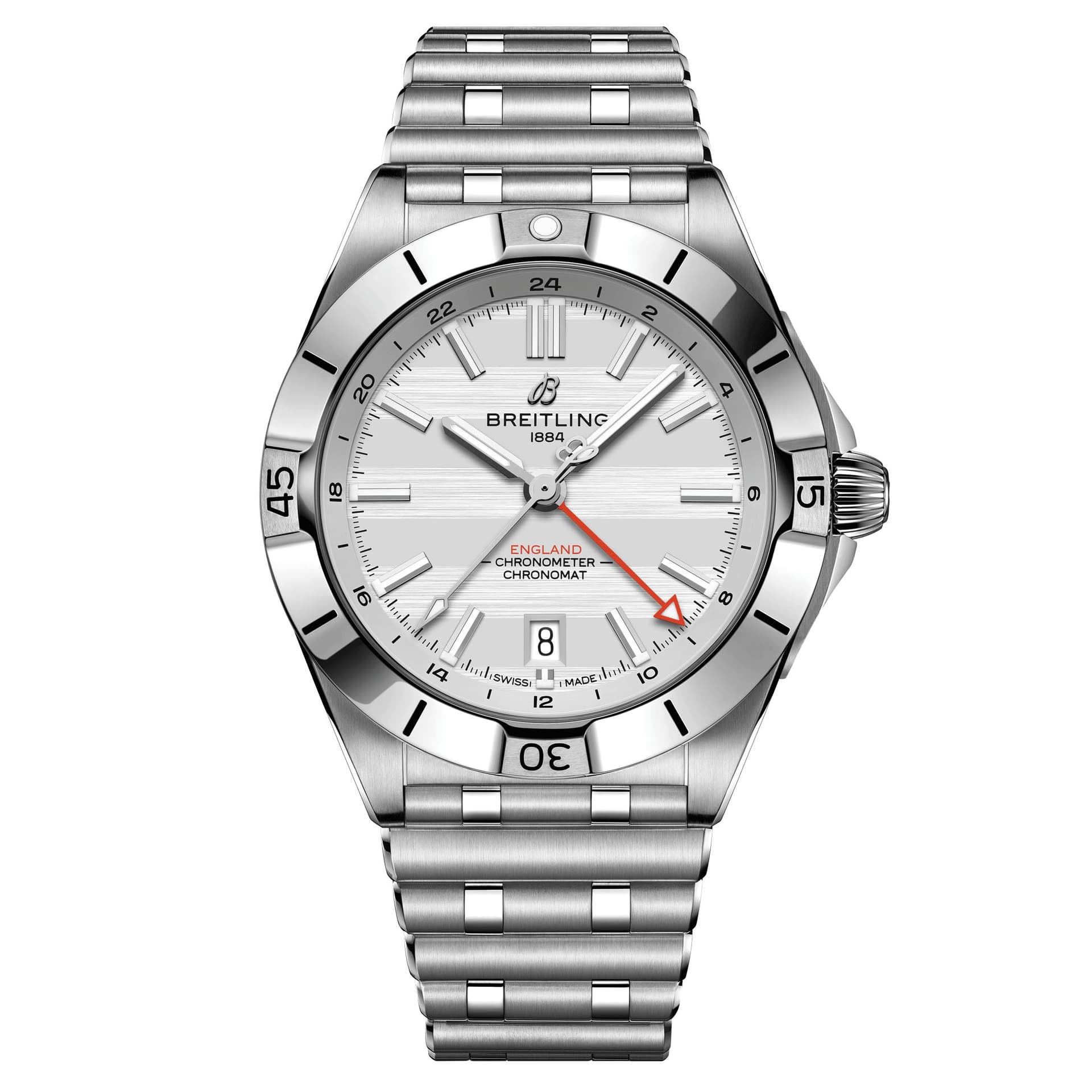 Breitling Montre Breitling Chronomat GMT Six Nations Angleterre automatique cadran argent bracelet acier 40 mm