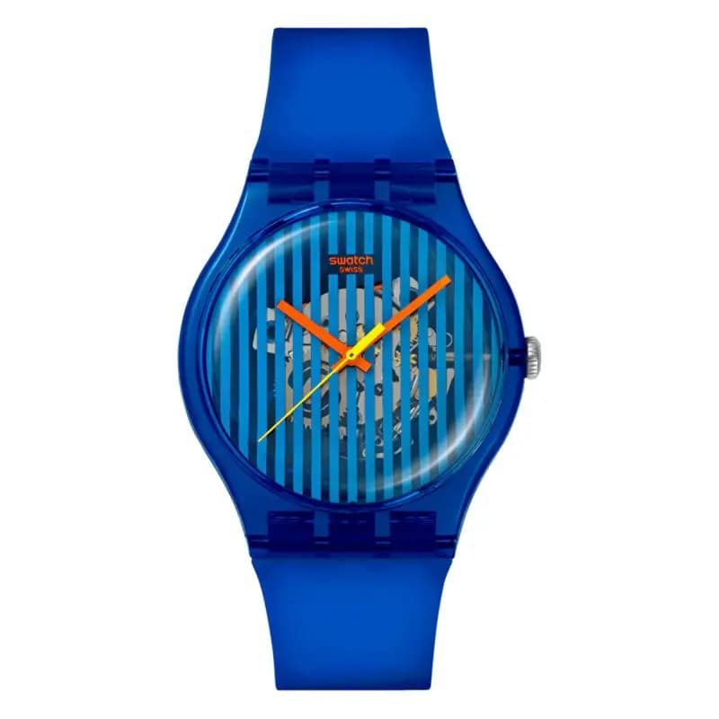 Swatch Brilliantly Blue — cadran squelette