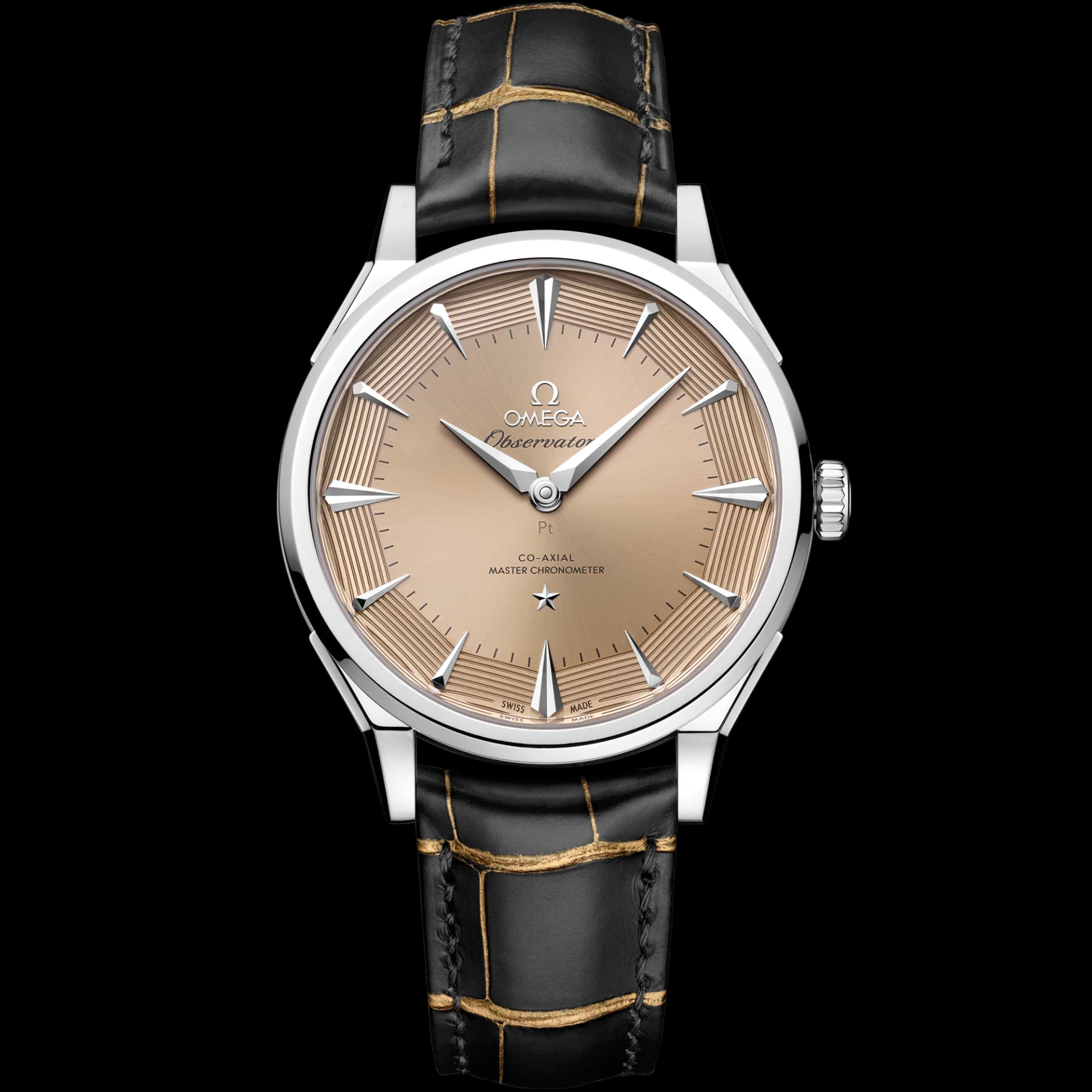 Omega Constellation 39,4 mm, platinum-gold sur alligator