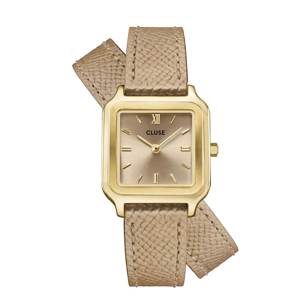 Cluse Gracieuse Petite Watch Double Leather, Rugby Tan, Gold Colour