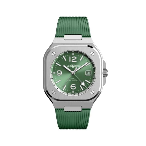 Bell & Ross Montre Bell & Ross BR-05 GMT Green Steel 41 mm Bracelet Caoutchouc Vert