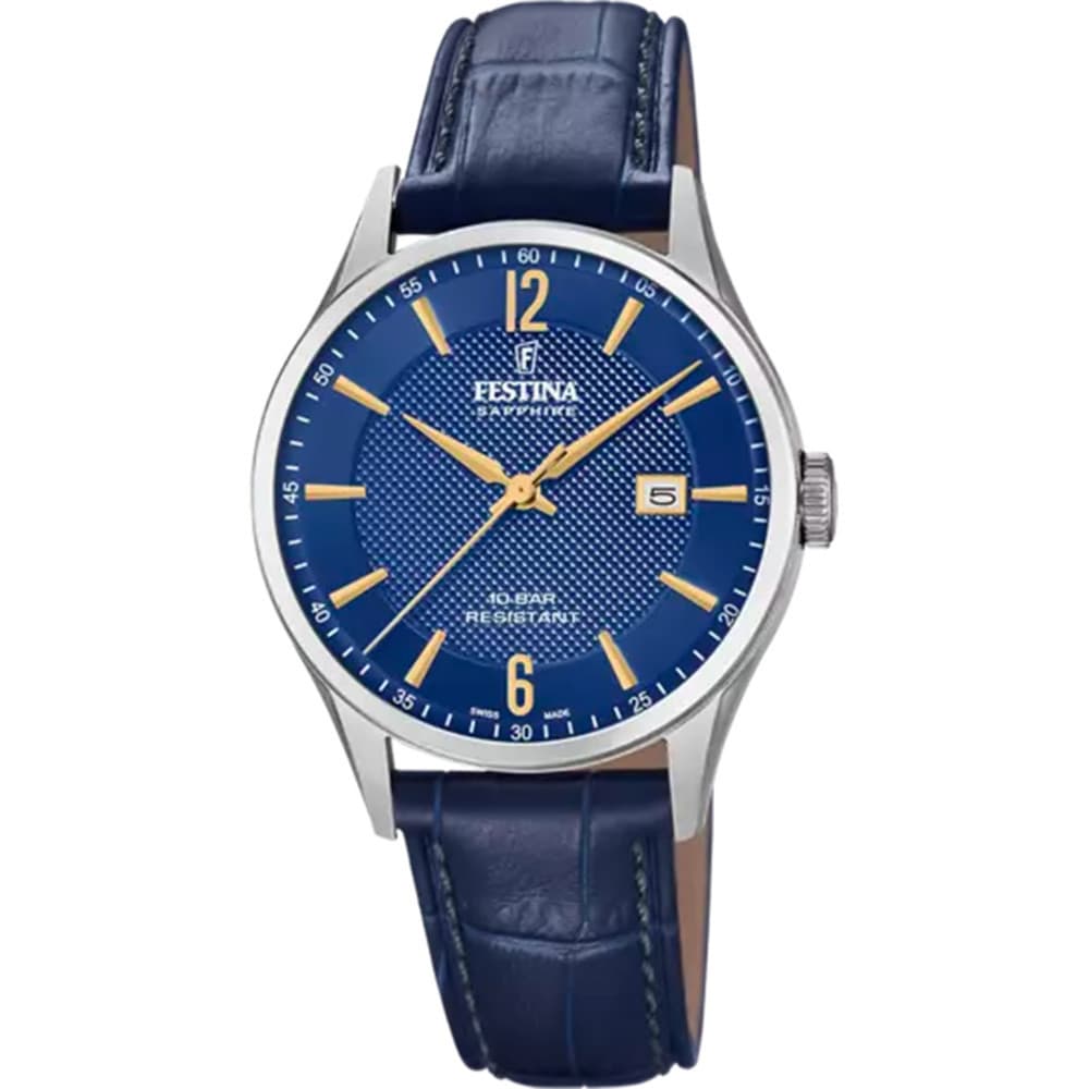 Festina Montre Festina Collection Swiss Made en Cuir Bleu
