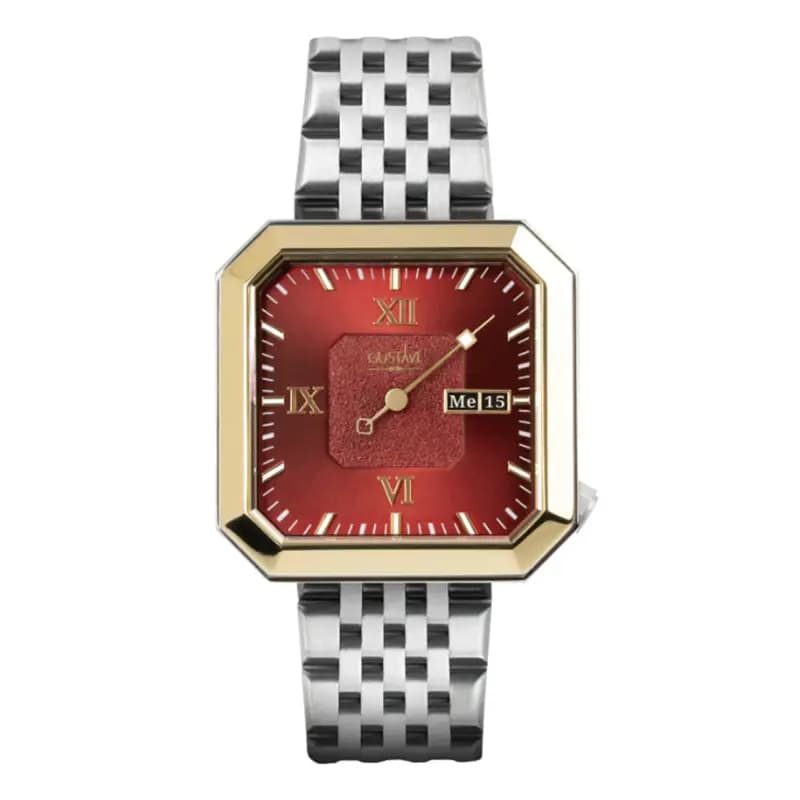 Gustave & Cie Montre 12H Marie Argent/Or & Grenat Acier Argent 34mm