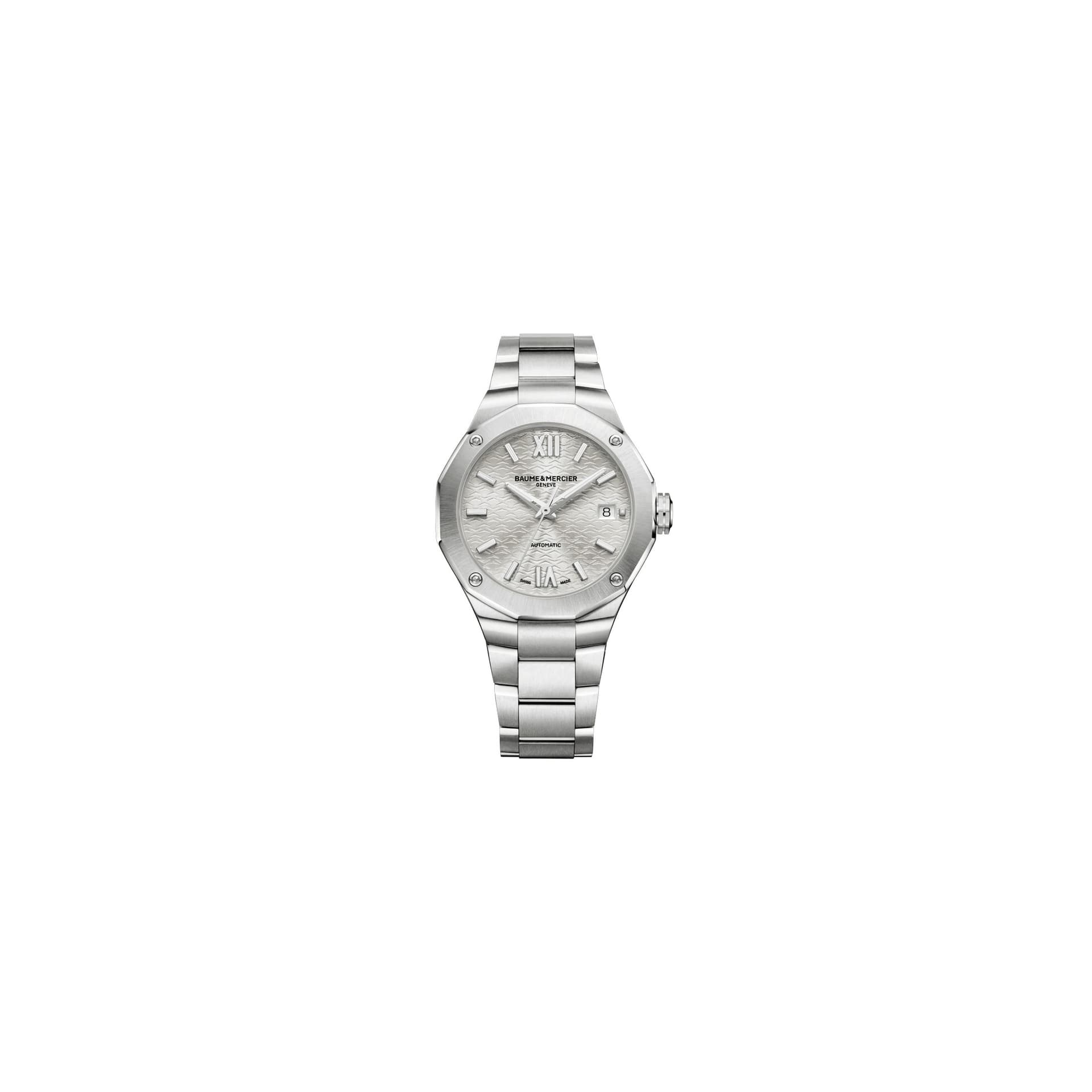 Baume & Mercier Montre Baume et Mercier Riviera automatique cadran blanc bracelet acier 36 mm
