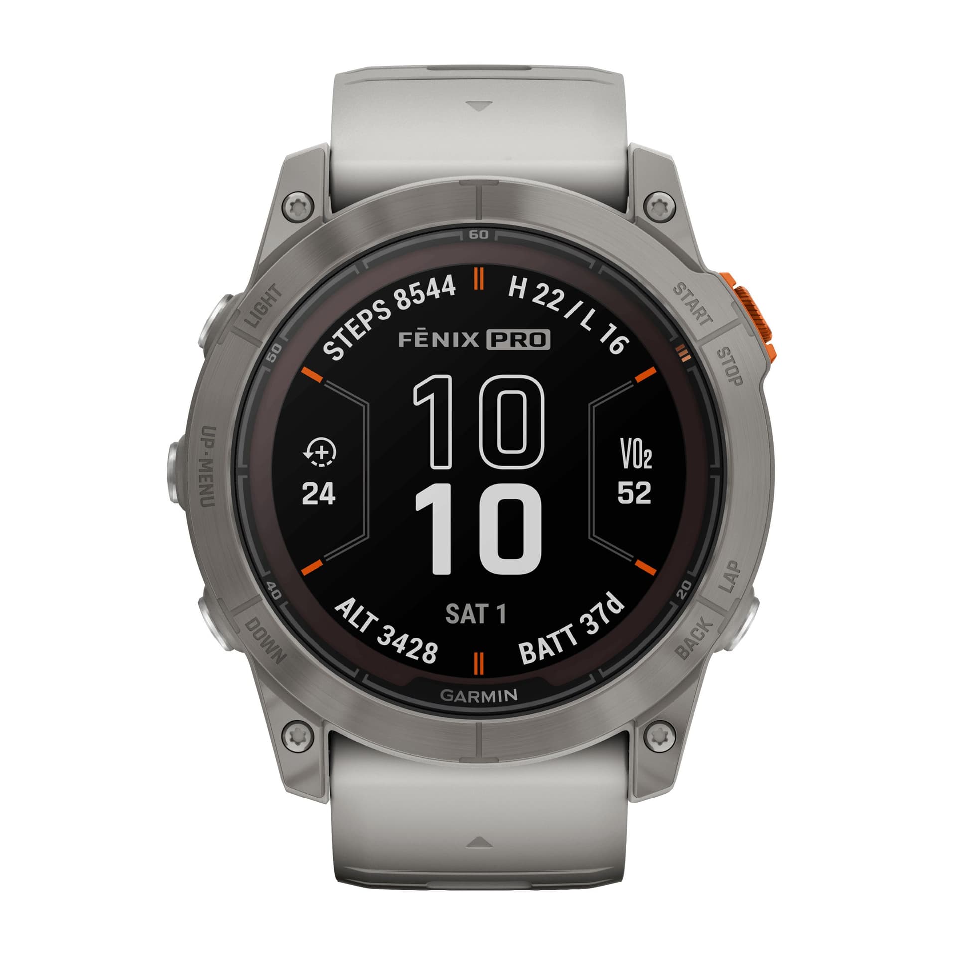 Garmin Montre Garmin Fénix 7X Pro Sapphire Solar Edition Titane bracelet silicone gris et orange 51 mm