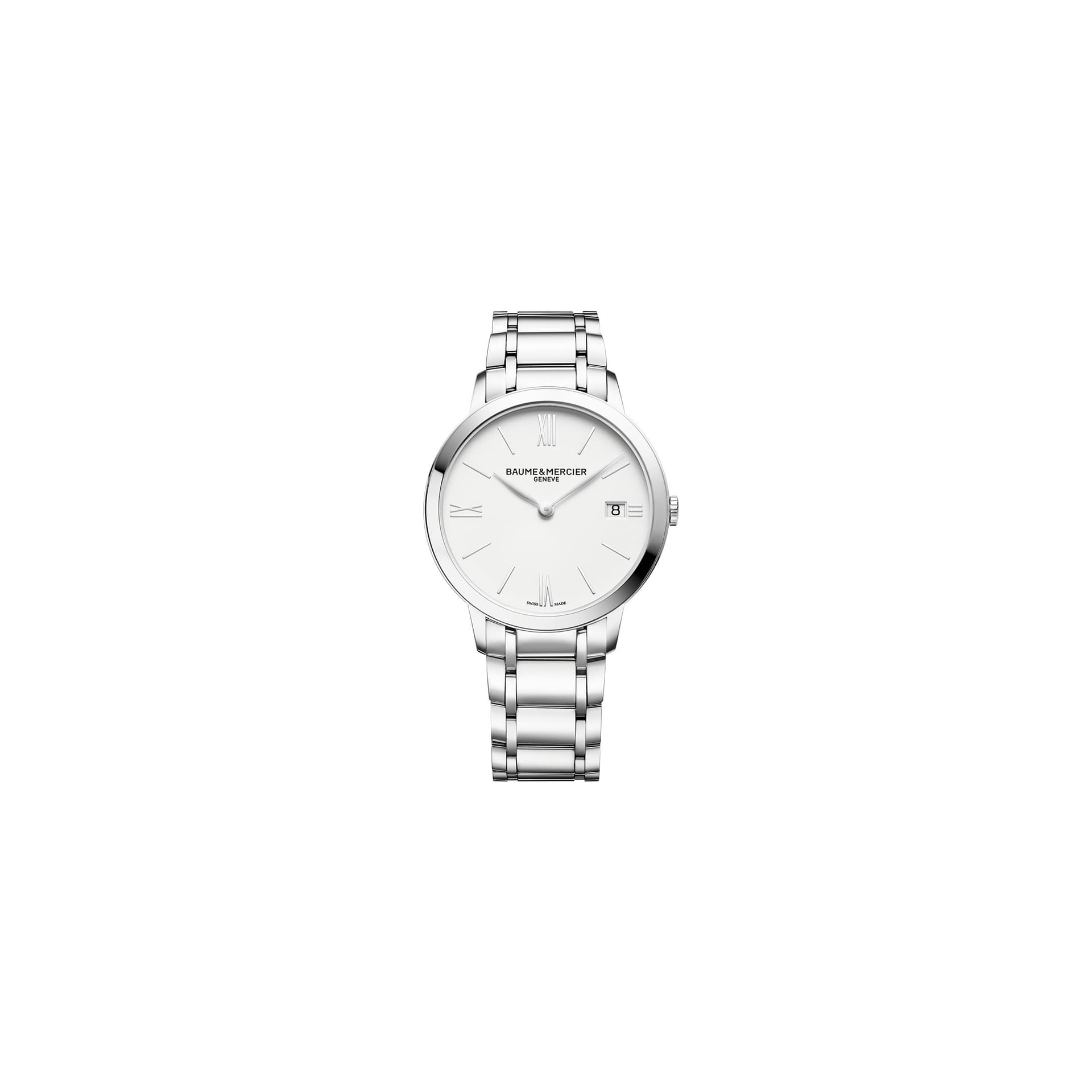 Baume & Mercier Montre Baume et Mercier Classima quartz cadran blanc bracelet acier 36,5 mm