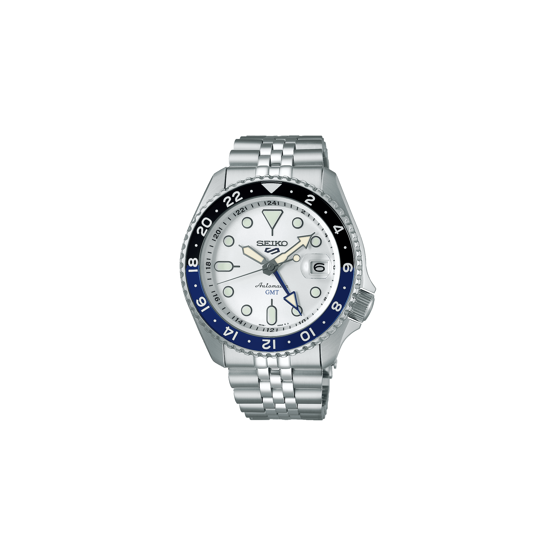 Seiko 5 Sports GMT — cadran blanc 43 mm