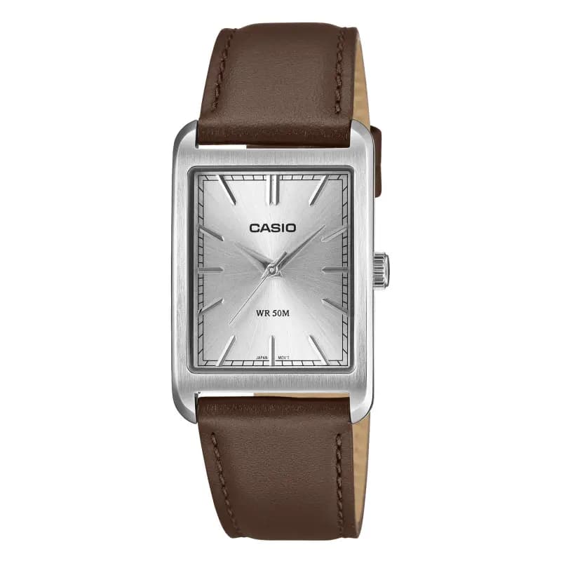 Casio MTP-B215L — bracelet cuir marron