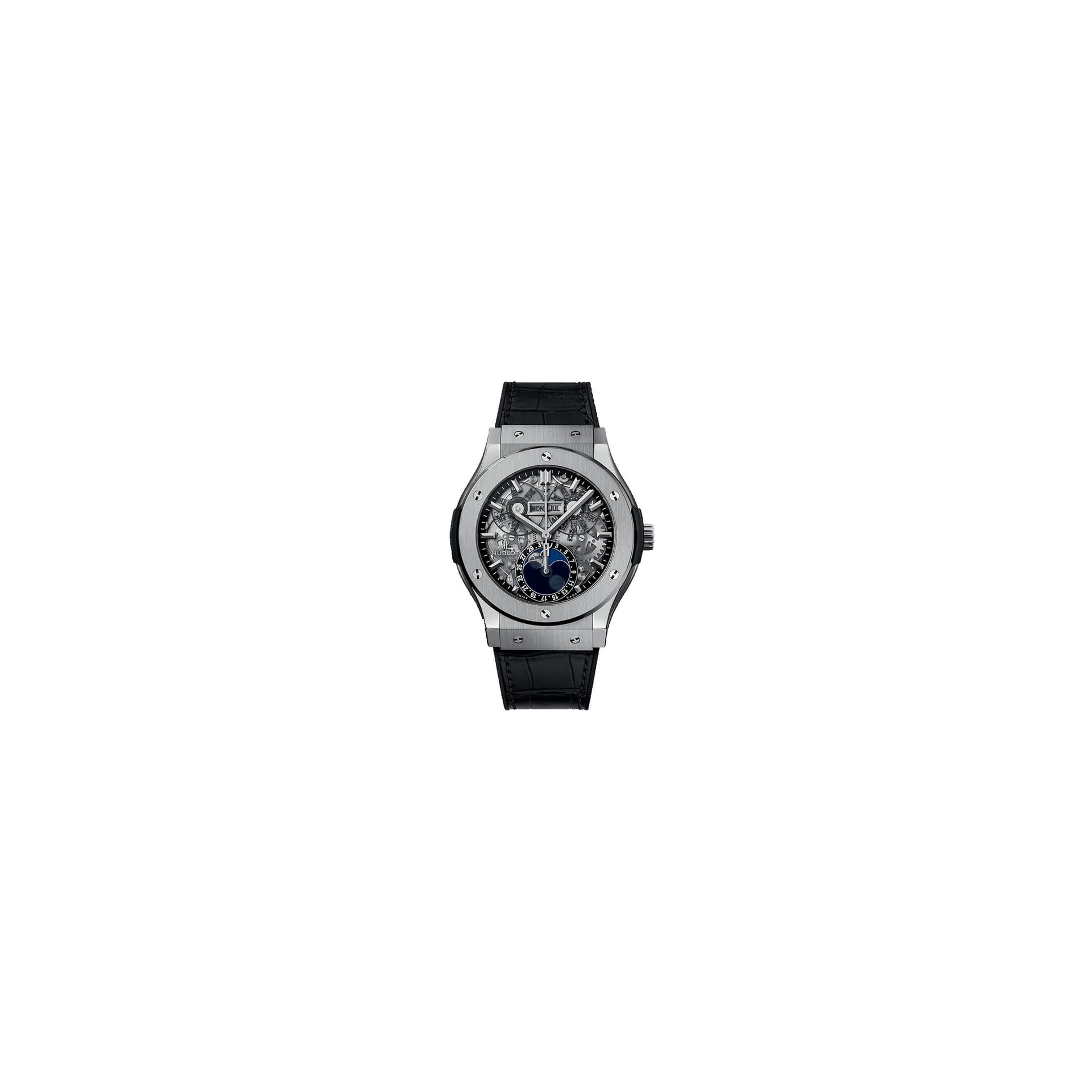 Hublot Montre Hublot Classic Fusion Aerofusion Moonphase Titanium bracelet cuir et caoutchouc 45 mm