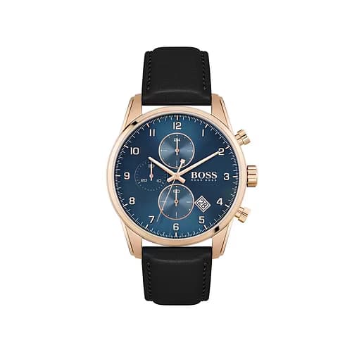 Hugo Boss Montre Homme BOSS BLACK en Cuir Véritable de Veau Noir Etanche