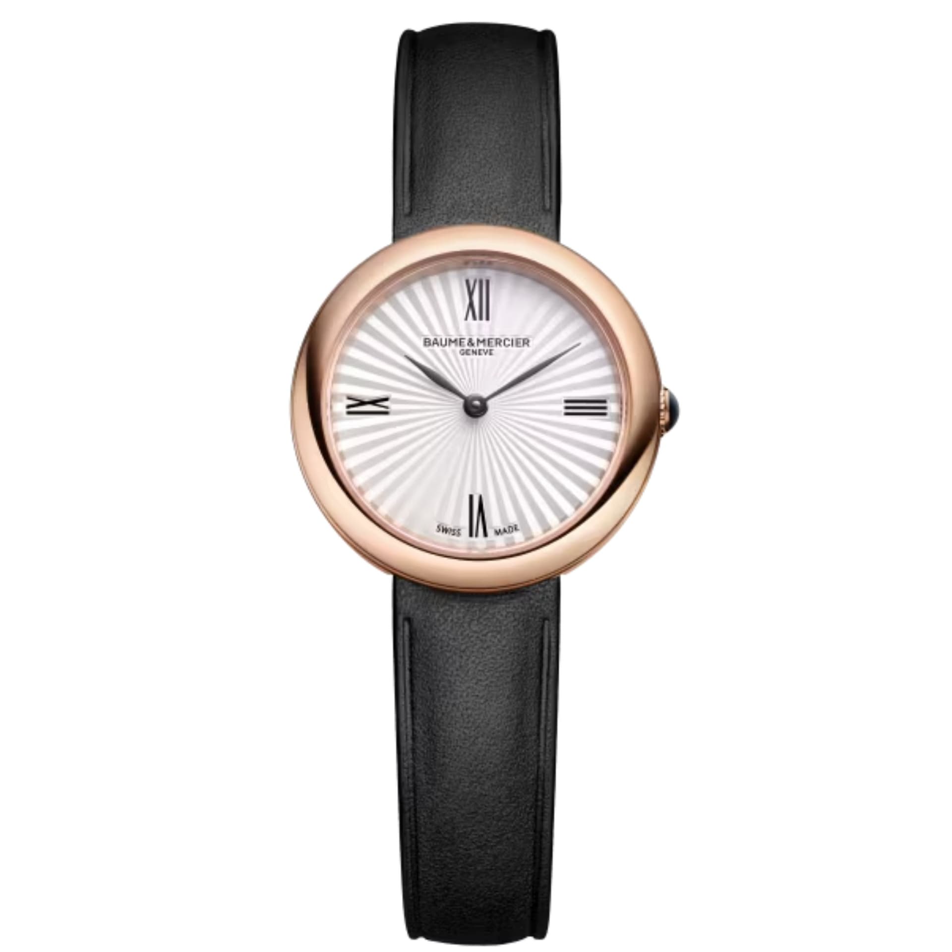 Baume & Mercier Montre Baume et Mercier Joia quartz cadran argenté bracelet cuir noir 28 mm
