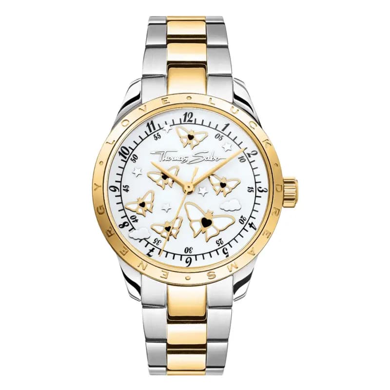 Thomas Sabo Montre pour femme avec papillons bicolore WA0433-291-202