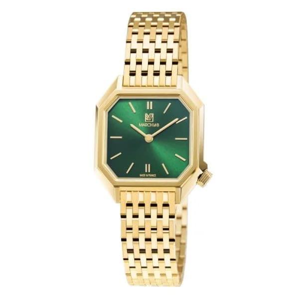 March LA.B Montre MARCH LA.B Milady Mansart Gold Quartz Cadran Emerald