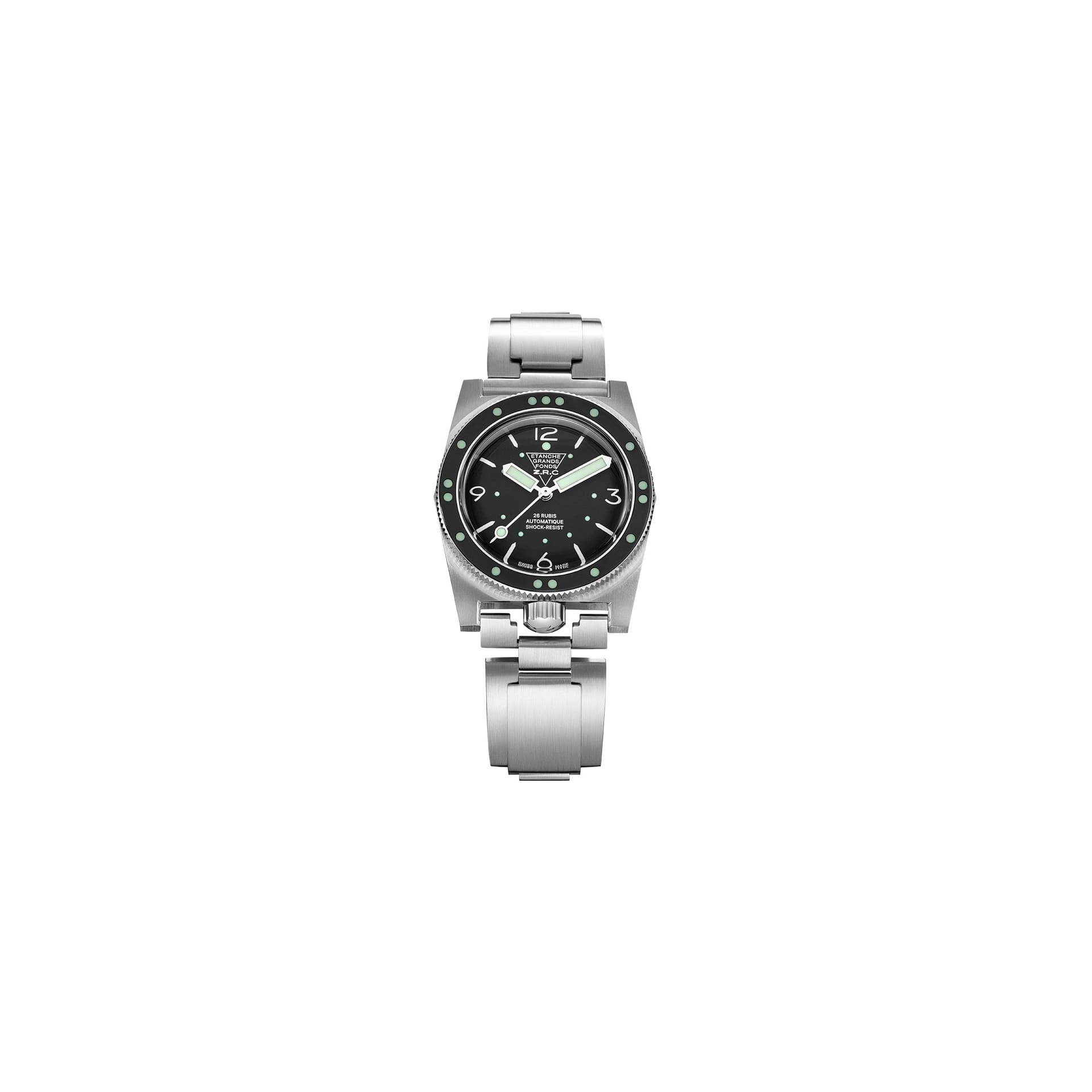 ZRC Montre ZRC GRANDS FONDS 300 HERITAGE cadran noir bracelet acier 39 mm