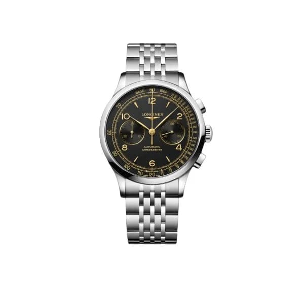 Longines Montre Longines Record 40mm Cadran Noir Bracelet Métal